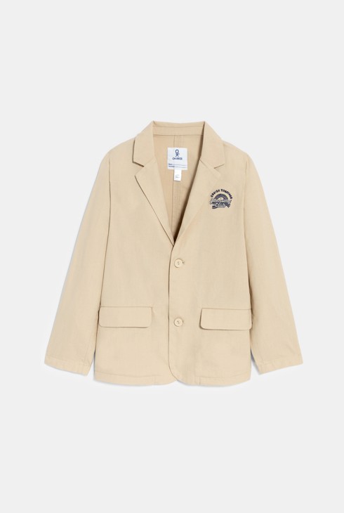 Beige Anzugjacke aus Baumwolle und Leinen Jungen 2