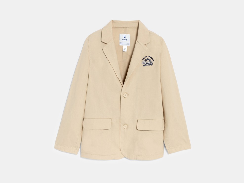 Beige Anzugjacke aus Baumwolle und Leinen Jungen 1