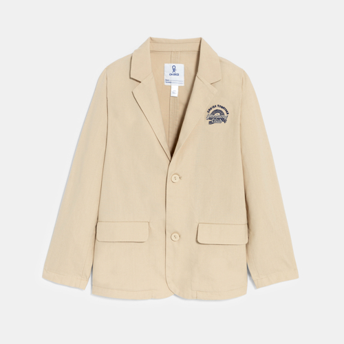 Veste De Costume En Coton Et Lin Beige Garçon - Beige Coquille - 6A - OKAIDI