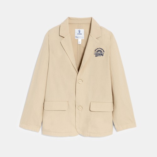 Veste De Costume En Coton Et Lin Beige Garçon - Beige Coquille - 5A - OKAIDI