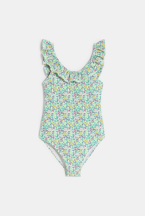 Maillot de bain 1 pièce imprimé vert Fille 1