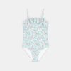 Maillot de bain 1 pièce imprimé bleu ciel Fille