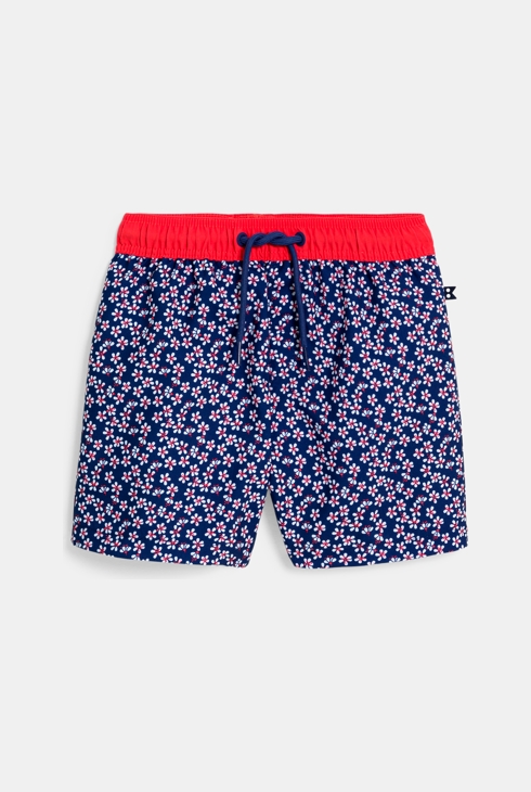 Short de bain imprimé fleuri bleu Garçon