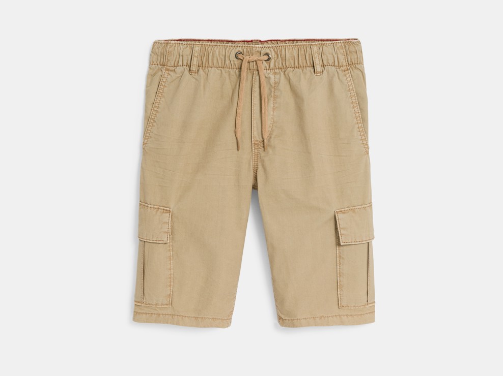 Bermuda cargo beige in tela bambino 1