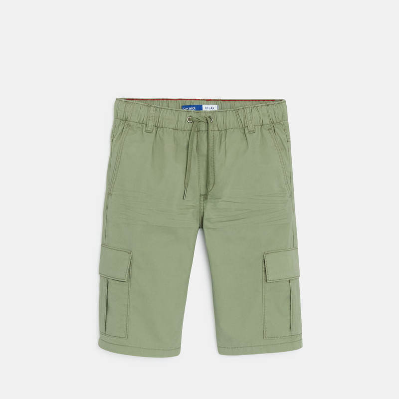Grüne Cargo-Bermudashorts aus Baumwollstoff für Jungen