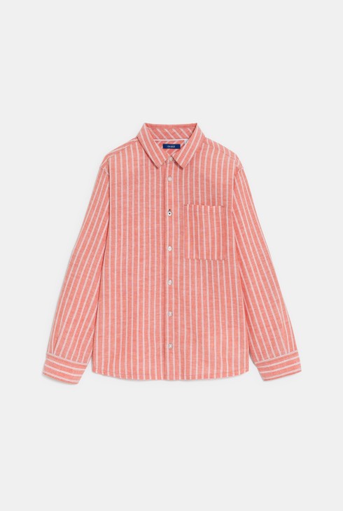 Gestreiftes Leinenhemd in Orange für Jungen 2
