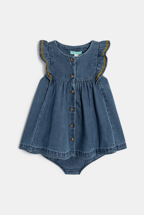 Robe en denim doux bleu bébé fille