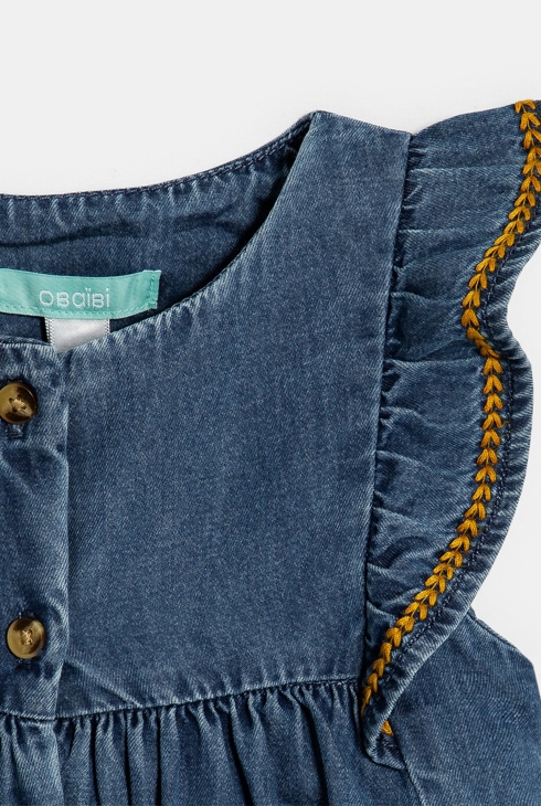 Robe en denim doux bleu bébé fille