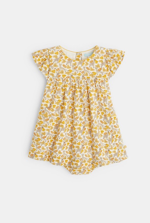 Vestit d'efecte calat animals ocre bebè nena 1