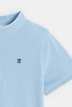 Blaues Kurzarm-Poloshirt mit Mao-Kragen Jungen 2