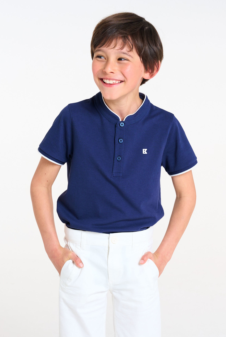 Polo col Mao manches courtes marine Garçon 1