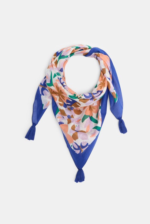 Foulard carré imprimé fleuri bleu Fille 2