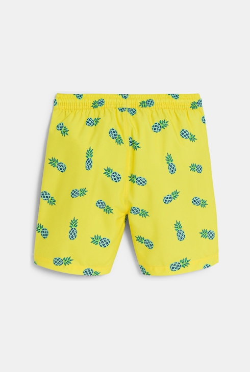 Gelbe mit Ananas bedruckte Badeshorts für Jungen