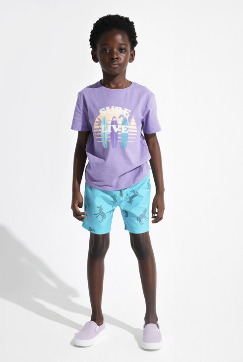 Short de bain imprimé zèbre bleu Garçon 1