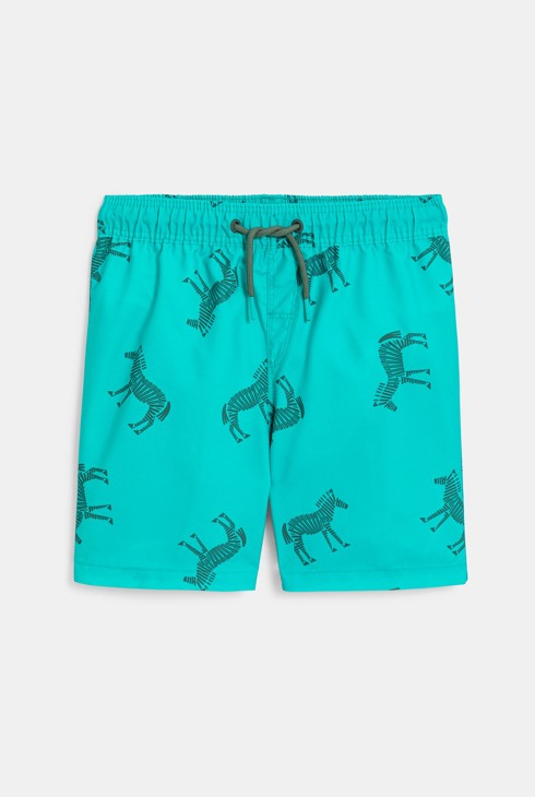 Blaue mit Zebras bedruckte Badeshorts für Jungen 2