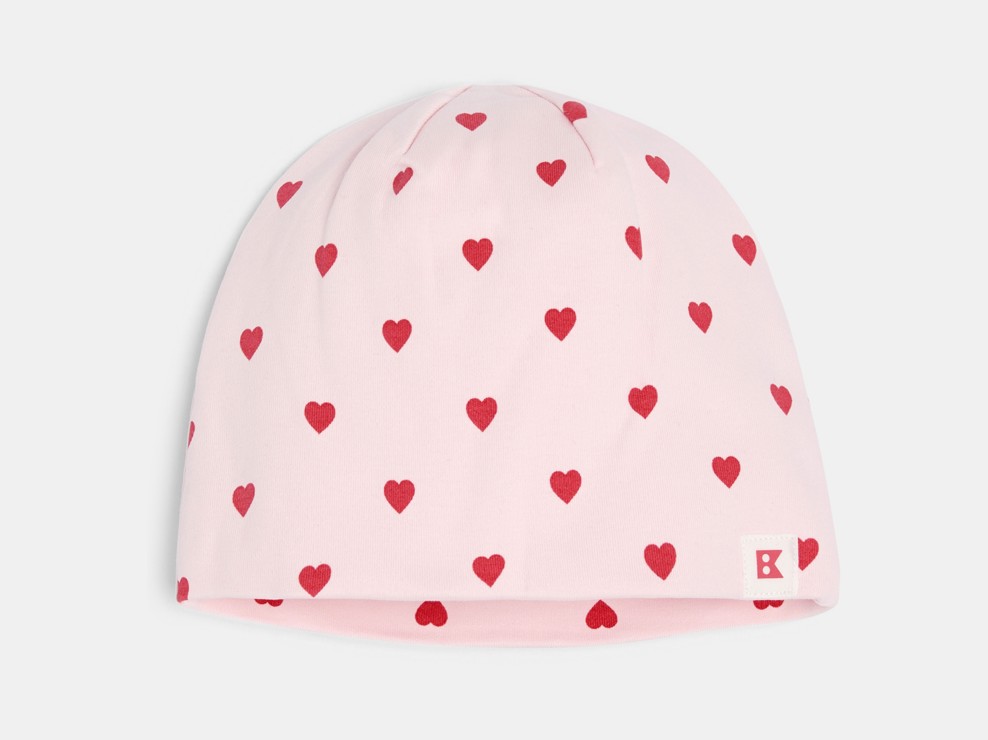 Roze muts met hartje voor meisjes 1