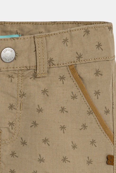 Fantovske bež bermuda hlače z učinkom lanu palme za dojenčke 2