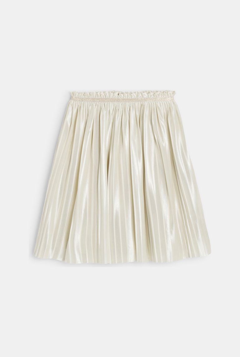 Jupe plissée en satin beige Fille 1