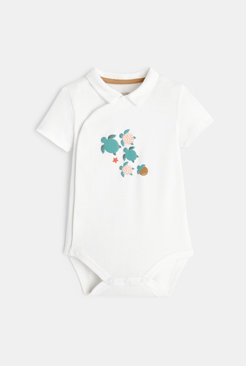 Body tortue et pantalon souple blanc bébé garçon 2