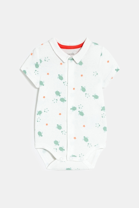 Salopette courte coton côtelé et body assorti vert bébé garçon 2