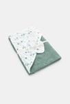 Ensemble cape de bain et carré tortue vert naissance 1