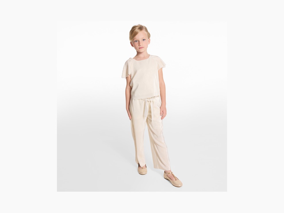 Blouse côtelée irisée beige Fille 1