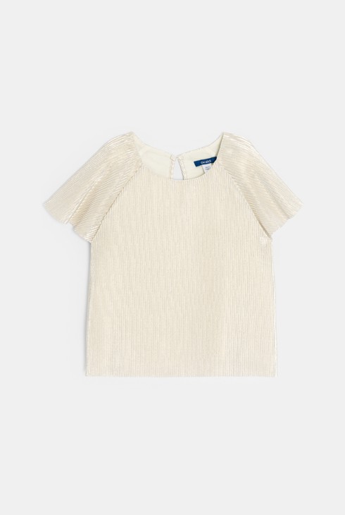 Girl's ribbed beige sparkly blouse 2