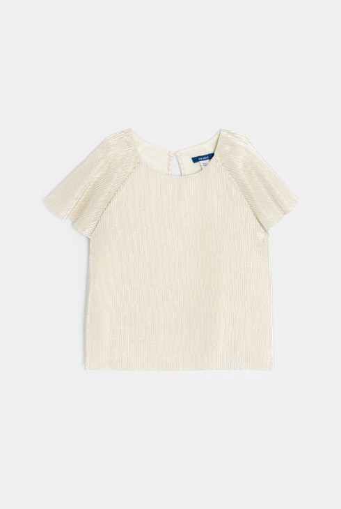 Girl's ribbed beige sparkly blouse 2