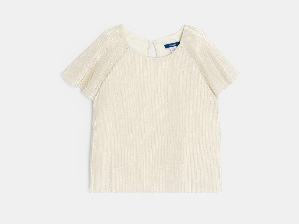 Blouse côtelée irisée beige Fille 2