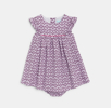 Robe fleurie seersucker violette bébé fille