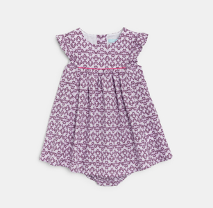 Robe fleurie seersucker violette bébé fille 1