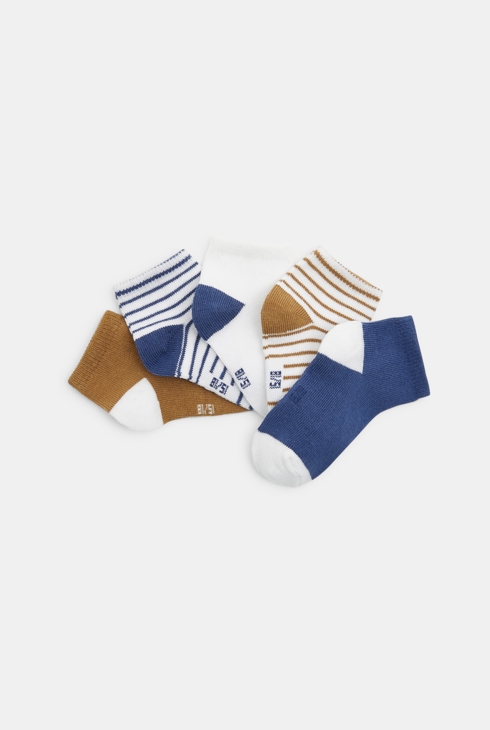 Blaue Baby-Kurzsocken in Jacquard für Jungen (5er Pack)
