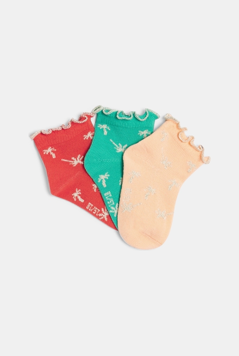 Festonierte Baby-Söckchen mit Palmenmotiv in Orange für Mädchen