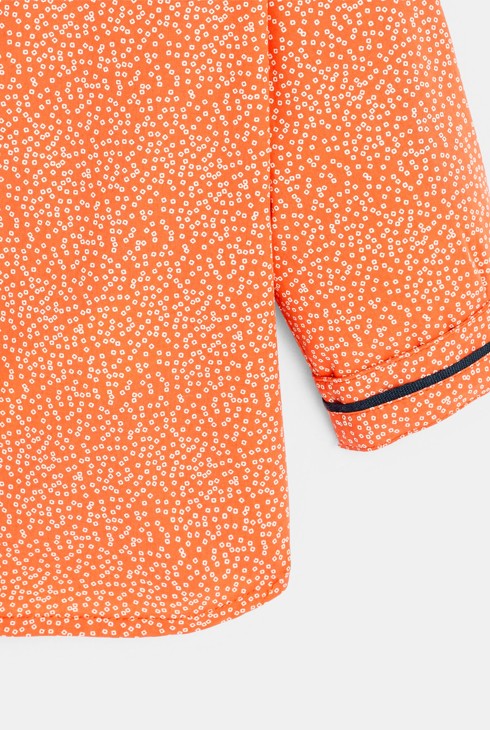 Orangefarbenes modulierbares Hemd Blumenmotiv Baby Jungen 2