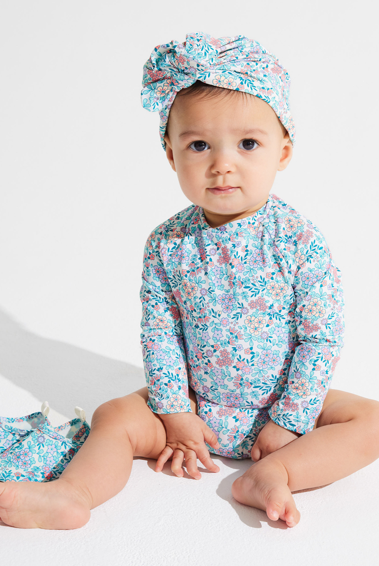 Geblümter Baby-Badeturban für Mädchen 1