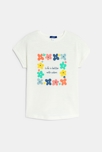 Weißes Kurzarm-T-Shirt mit Schriftzug Mädchen 1