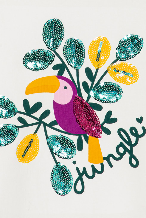 T-shirt motif toucan blanc Fille 2