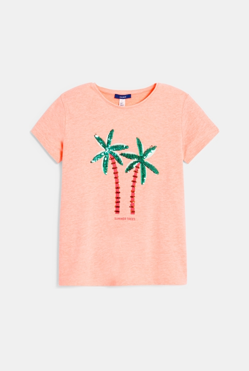 Dekliška rožnata majica s kratkimi rokavi s čarobnimi bleščicami 1