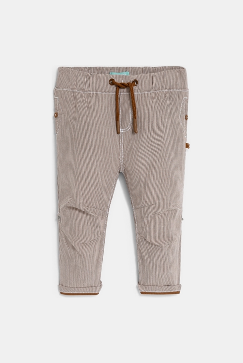 Pantalon fines rayures jambes retroussables marron bébé garçon 1