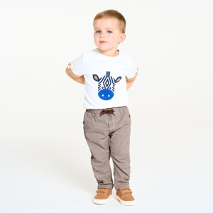 Baby boy's finely-striped brown trousers with roll-up legs 1