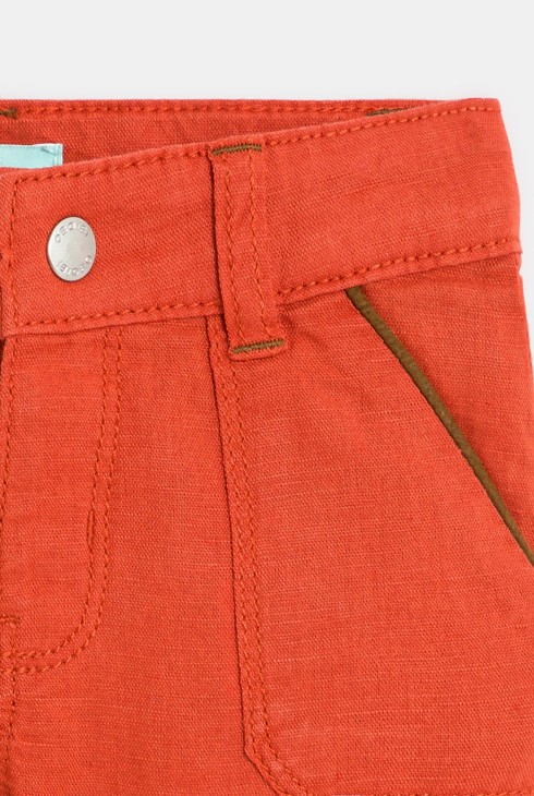 Short droit coton effet lin rouge bébé garçon 2