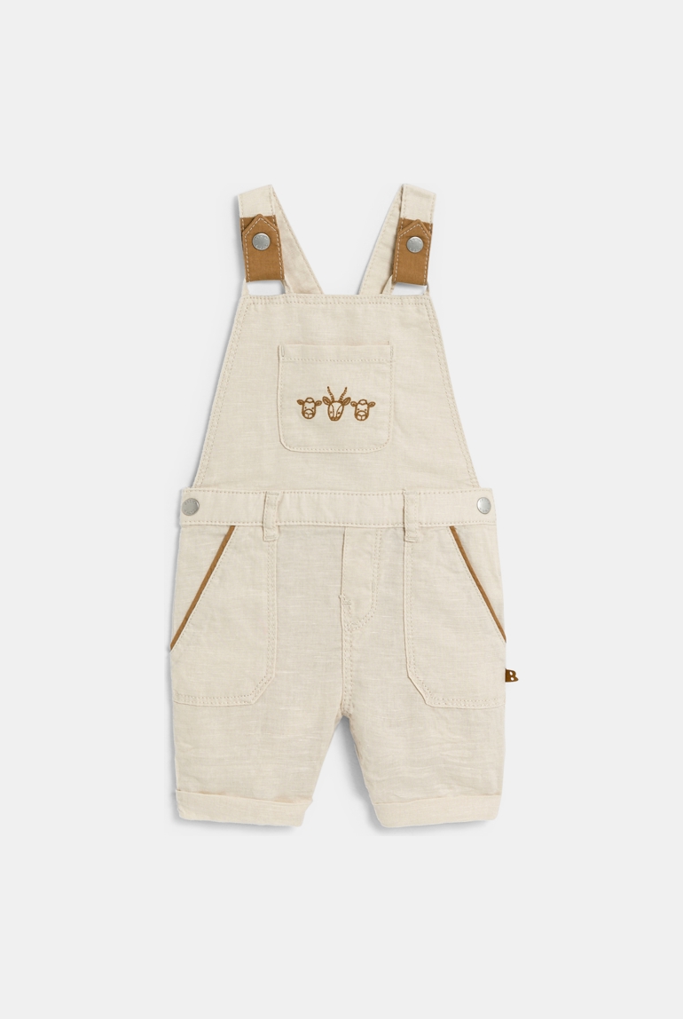 Salopette courte coton effet lin beige bébé garçon 1