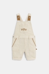 Salopette courte coton effet lin beige bébé garçon 1