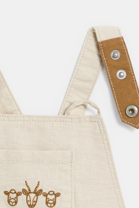 Salopette courte coton effet lin beige bébé garçon 2
