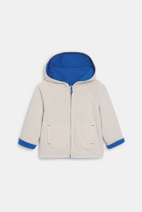 Gilet zippé réversible à capuche bleu bébé garçon