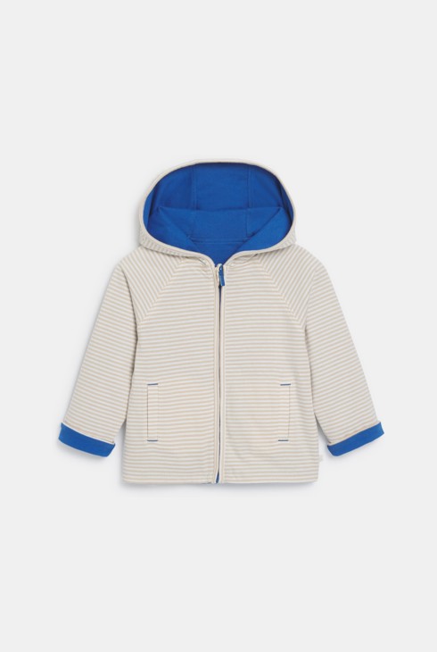 Gilet zippé réversible à capuche bleu bébé garçon 2