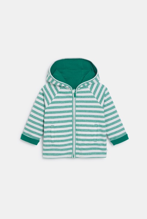 Gilet zippé réversible à capuche vert bébé garçon 2