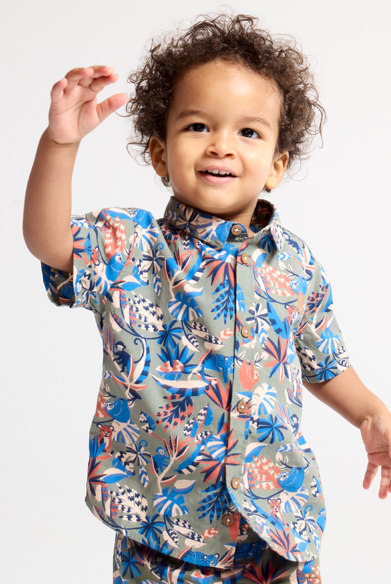 Chemise coton imprimé singe bébé garçon 1