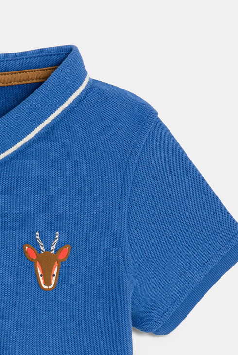Fantovska modra polo majica iz prešitega pletiva z zebro za dojenčke 2