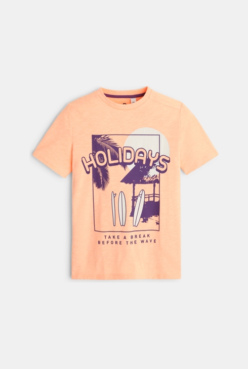 Oranges Kurzarm-T-Shirt mit Holidays-Motiv für Jungen 1
